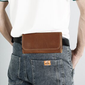 Leather Shoulder Bag Manufacturer - Crazy Horse Full Grain Men's Belt Waist Pouch