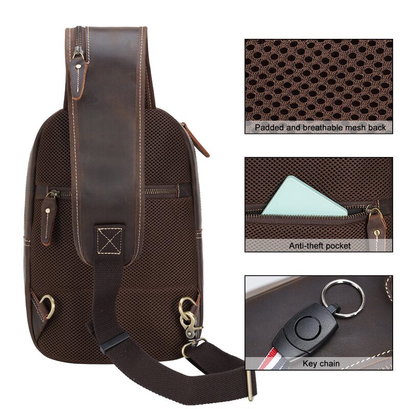 Leather Crossbody Chest Bag Supplier - Custom OEM ODM Cowhide USB Charging One