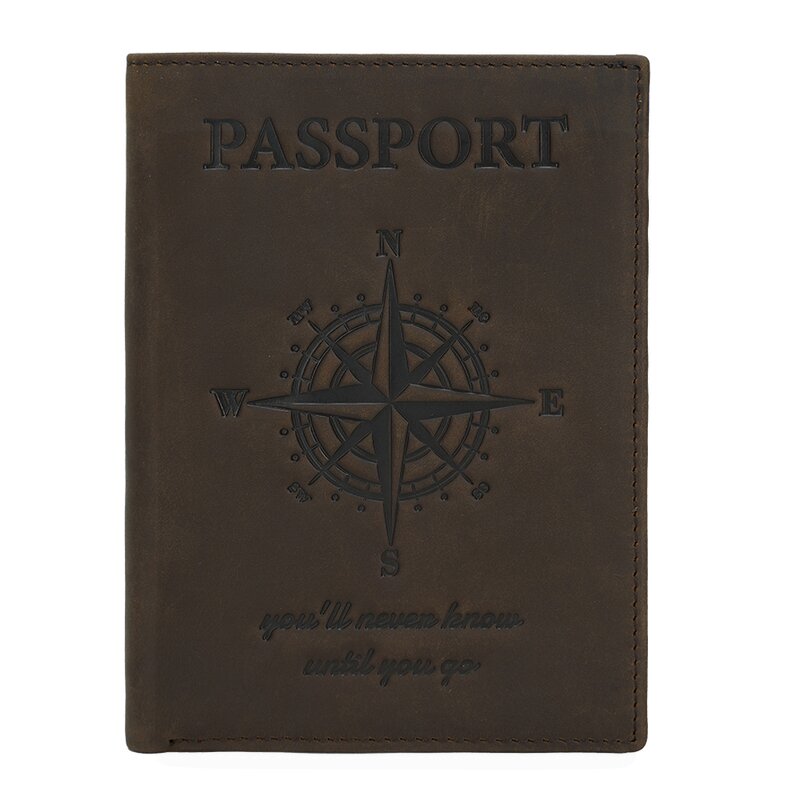 Leather Passport Wallet Manufacturer - Vintage Custom Logo Compass Pattern RFID