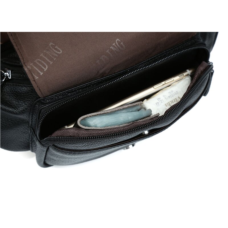 Leather Fanny Pack Supplier - Manufacture Direct Sale Casual Genuine Black Full
