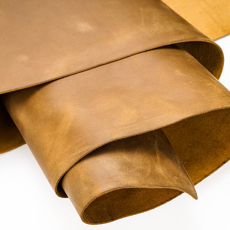 Leather Supplier - Colors Custom Genuine Light Brown Crazy Horse Cow Hide