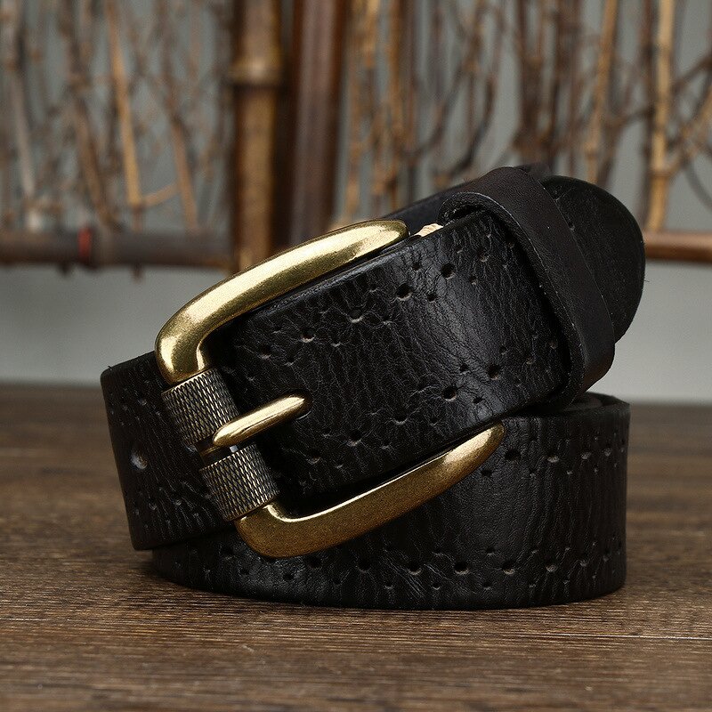 Leather Waist Belts Supplier - Hot Selling Vintage Business Man 3.8cm Wide Genuine