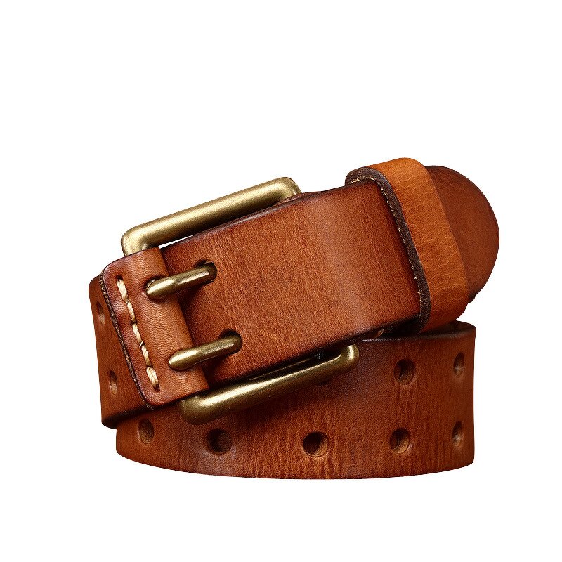 Leather Waist Belt Manufacturer - Double Pin Buckle Vintage Style Luxury Custom