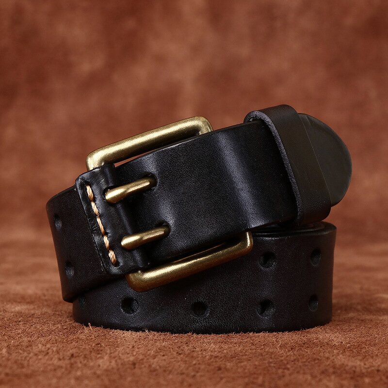 Leather Waist Belt Manufacturer - Double Pin Buckle Vintage Style Luxury Custom
