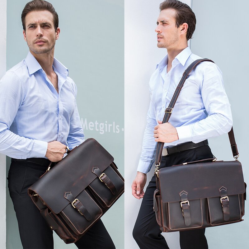 Leather Laptop Bag Supplier - Latest Design Custom Logo Real Large Capacity