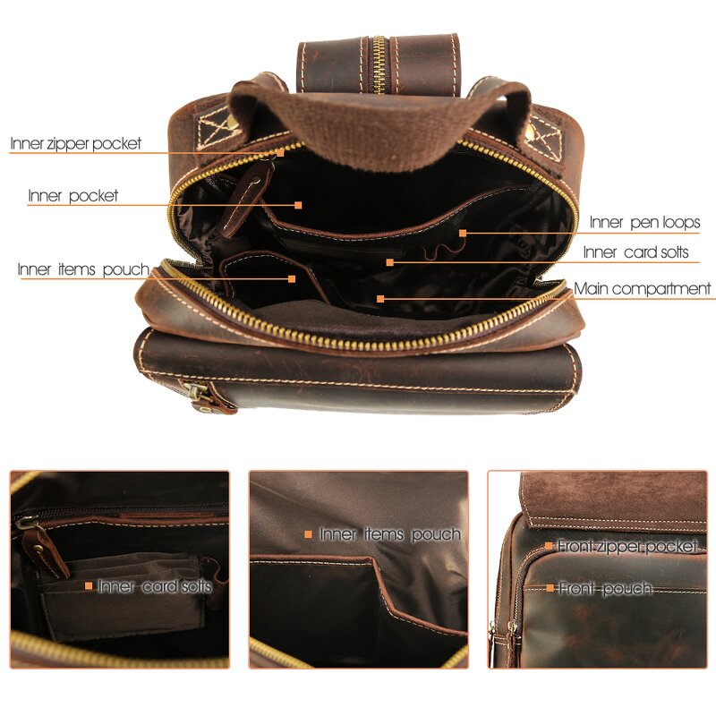 Leather Chest Bag Manufacturer - Hot Sale Design Custom Vintage Mini Crazy Horse