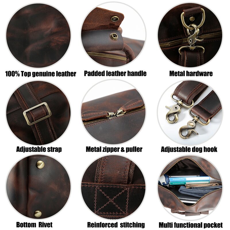 Leather Weekend Bags Manufacturer - High Quality Large Capacity Overnight Crazy
