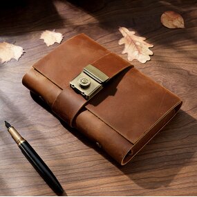 Leather Diary Journal Supplier - Vintage Tally Book Full Grain Manuscript with Lock