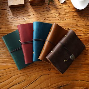 Leather Notebook Supplier - Genuine Cow Book Cover Travellers Full Grain Diary