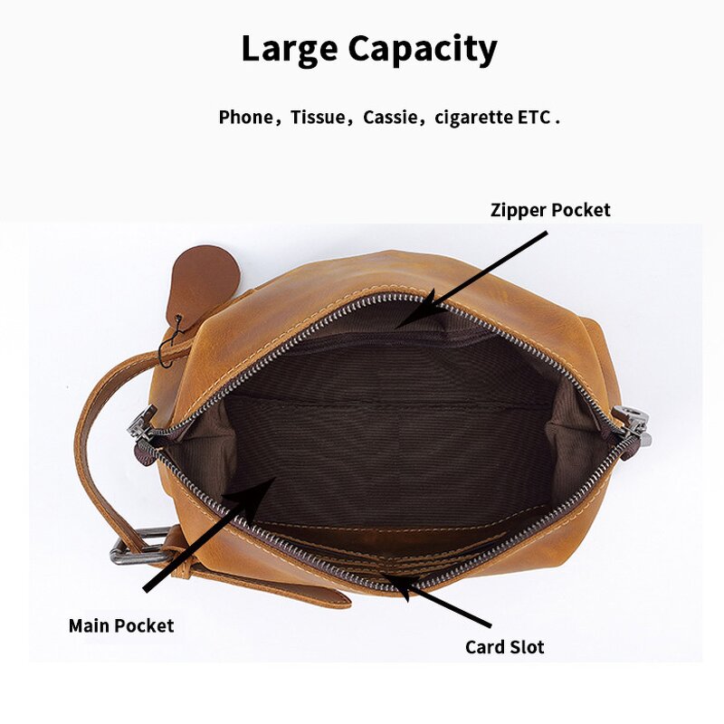 Leather Washing Bag Manufacturer - OEM ODM Custom Logo Handmade Real Cow