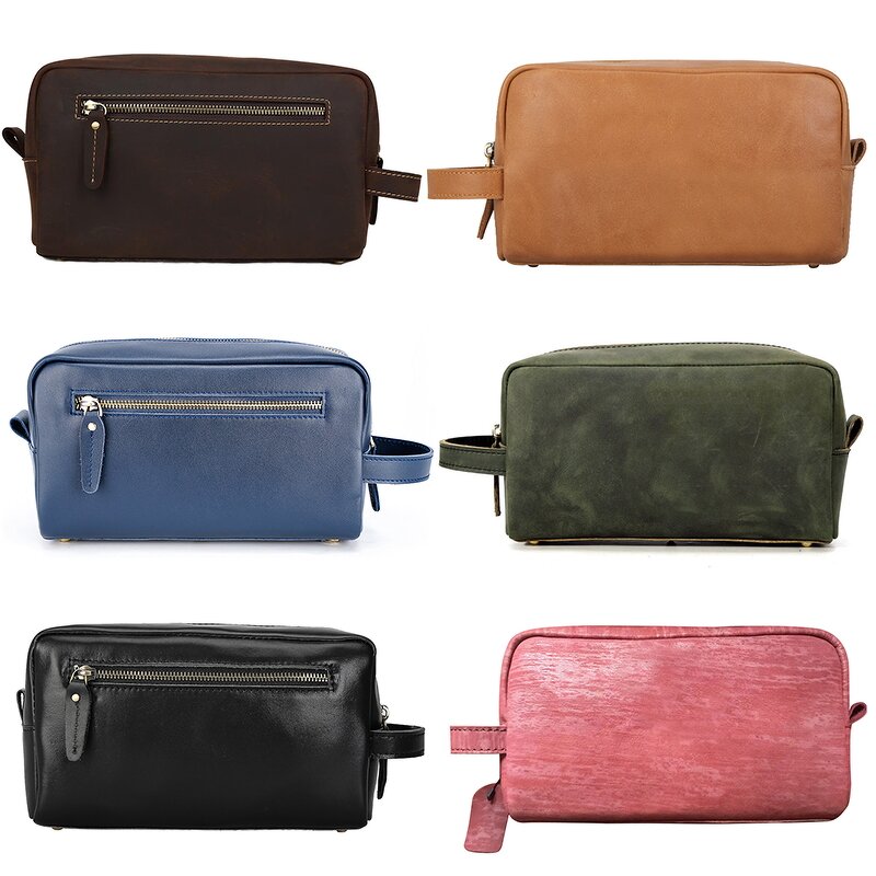 Leather Cosmetic Toiletry Bag Manufacturer - Factory Supply Crazy Horse Full Grain