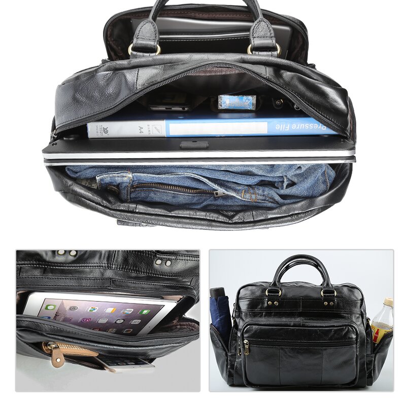 Leather Travel Tote Supplier - TIDING Factory Wholesale Custom Black Large Capacity