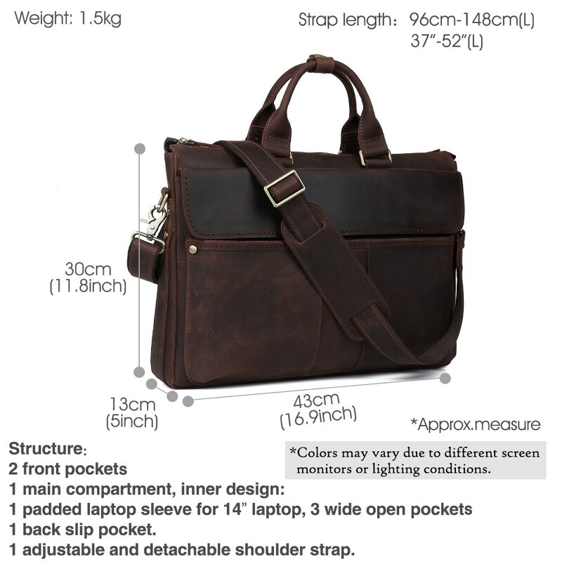 Leather Laptop Bag Manufacturer - High Quality Custom Logo Crazy Horse Portfolio