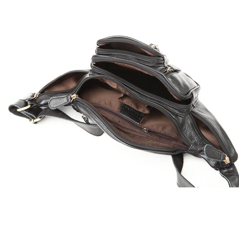 Leather Waist Bag Manufacturer - TIDING Custom Design Style Men Black Full Cow