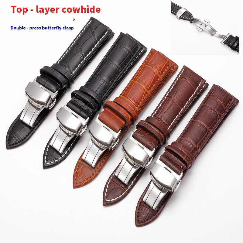 Leather Watch Strap Manufacturer - Crocodile Print Full Grain Cowhide for IWatch