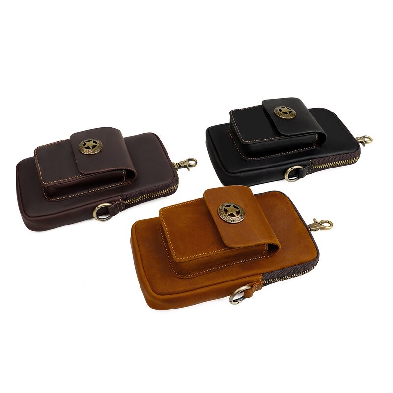 Leather Waist Bag Supplier - Retro Style Crazy Horse Handcrafted Genuine