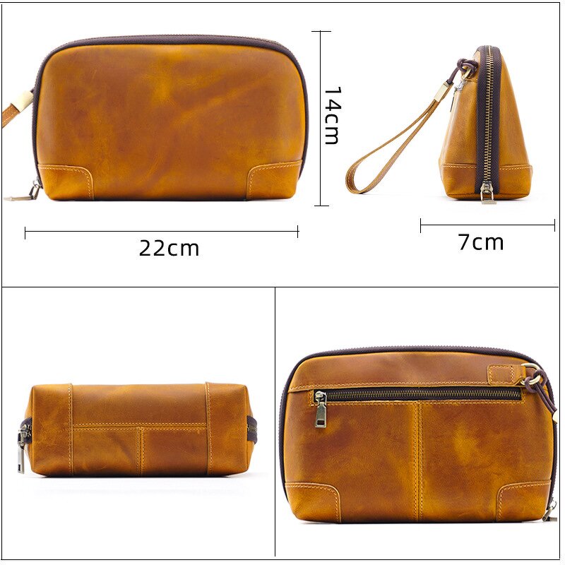 Leather Clutch Bag Supplier - OEM ODM Design Full Grain Genuine Vintage Wrist