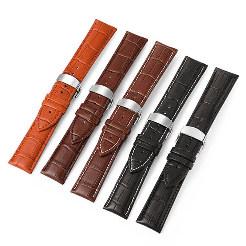 Leather Watch Strap Manufacturer - Crocodile Print Full Grain Cowhide for IWatch