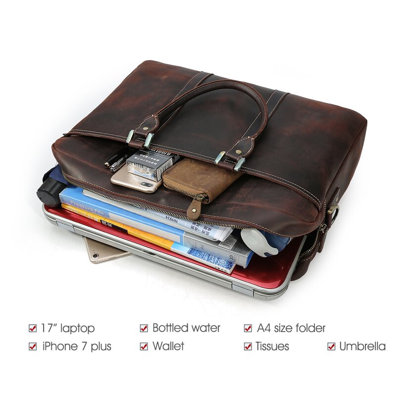 Leather Briefcase Bag Supplier - Materials Customization Vintage Crazy Horse Retro