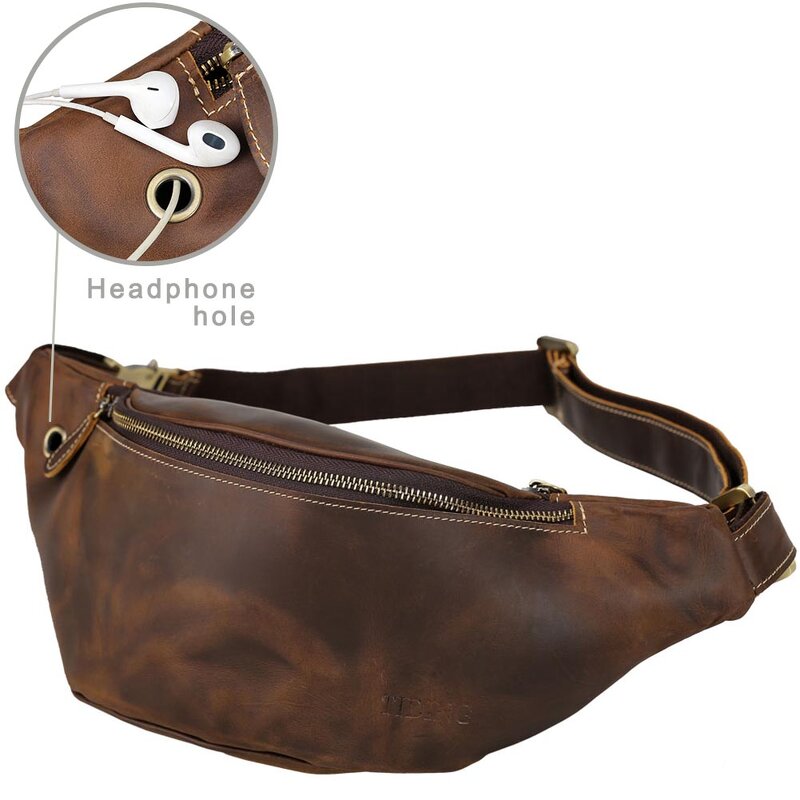 Leather Bum Bag Supplier - Wholesale Vintage Design Dark Brown Real Running