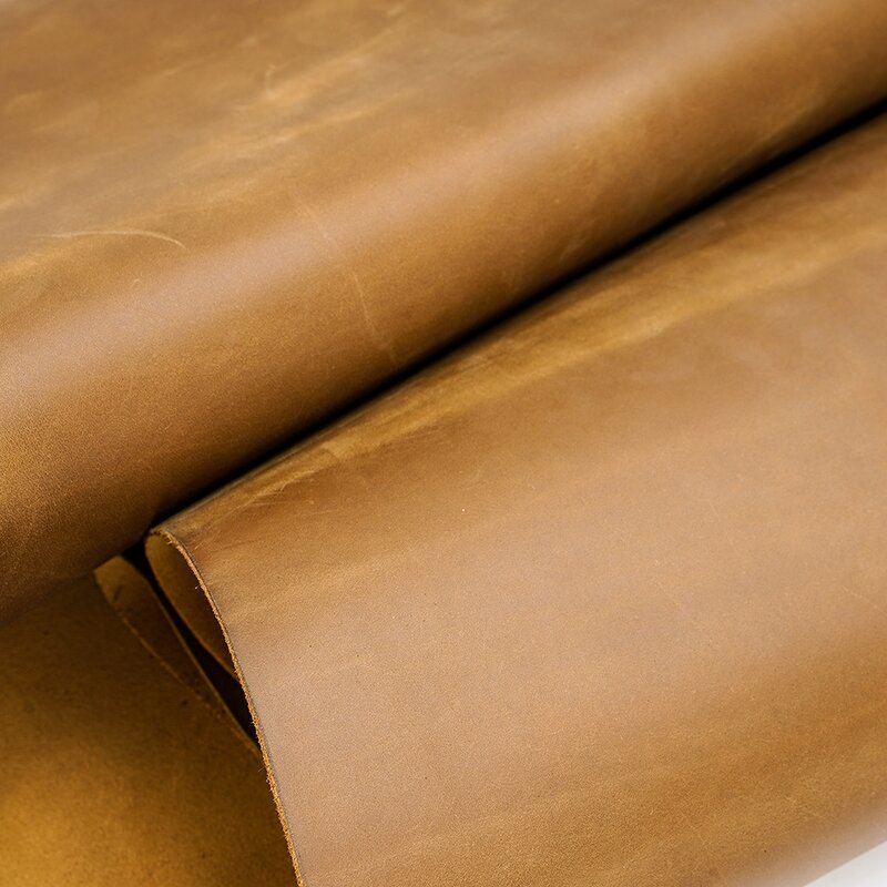 Leather Supplier - Colors Custom Genuine Light Brown Crazy Horse Cow Hide