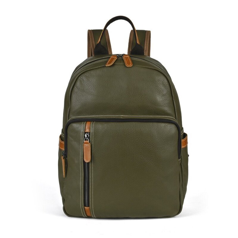 Leather Laptop Backpack Supplier - New Arrival Green and Black Full Grain Business