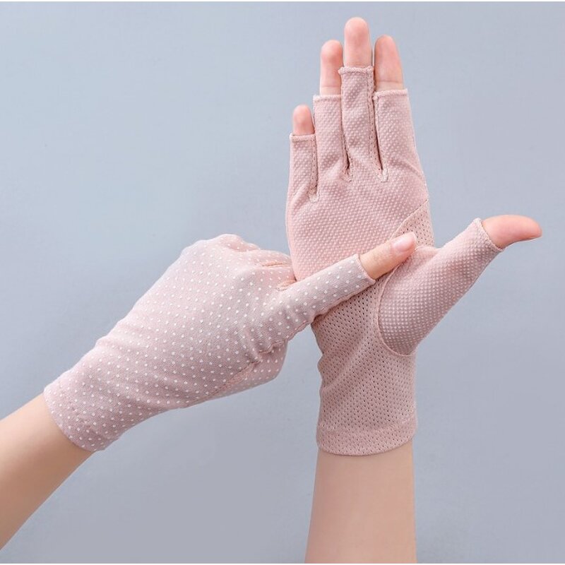 Summer UV Gloves Factory - OEM/ODM Hot Pink Dot Women Anti slip Sun Proof Protection