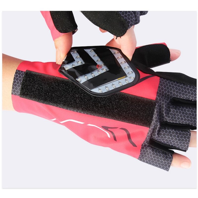 LED Cycling Gloves Factory - OEM/ODM Breathable Blue Pink Signal Light Fingerless Lycra