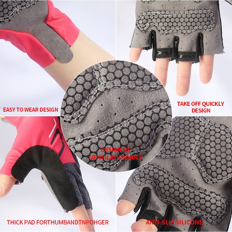LED Cycling Gloves Factory - OEM/ODM Breathable Blue Pink Signal Light Fingerless Lycra