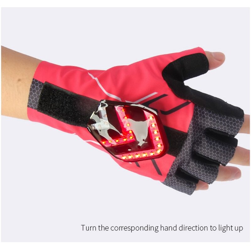LED Cycling Gloves Factory - OEM/ODM Breathable Blue Pink Signal Light Fingerless Lycra