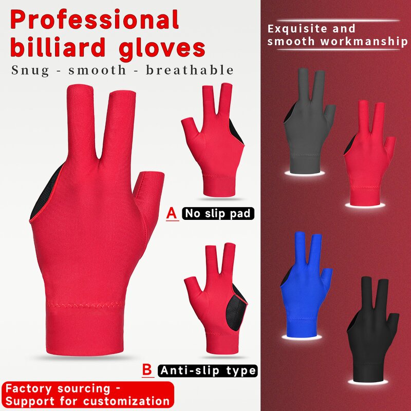 Billiard Gloves Factory - OEM/ODM Customized Breathable Non-Slip 3 Finger for Man Women