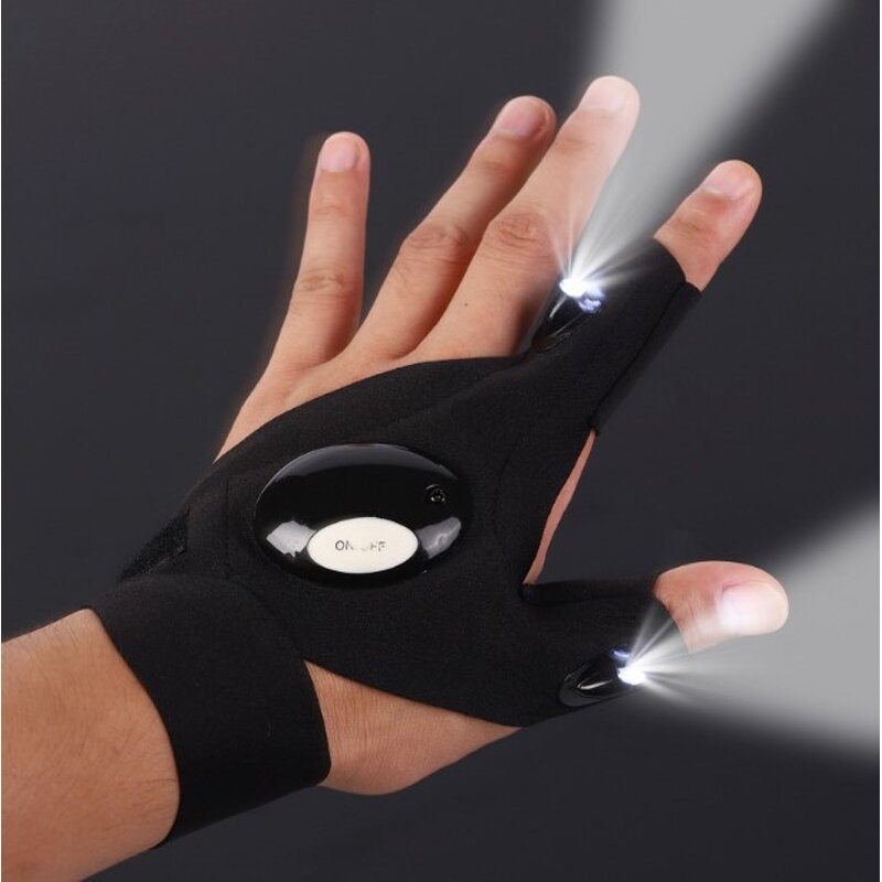 Fingerless Flashlight Gloves Factory - OEM/ODM Tool Fishing Magic Strap Survival Camping