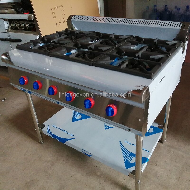 Gas Stove Manufacturer - 4 Burner with Oven Electric LP Gas for Commercial Kitchen