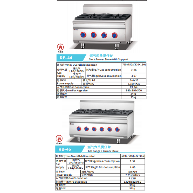 Gas Stove Manufacturer - 4 Burner with Oven Electric LP Gas for Commercial Kitchen