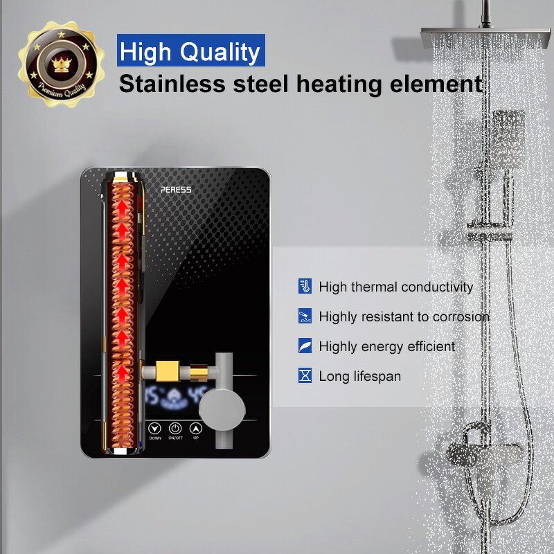 Electric Water Heater Manufacturer - Bulk 8500W 220V LED Tankless Plastic Geyser