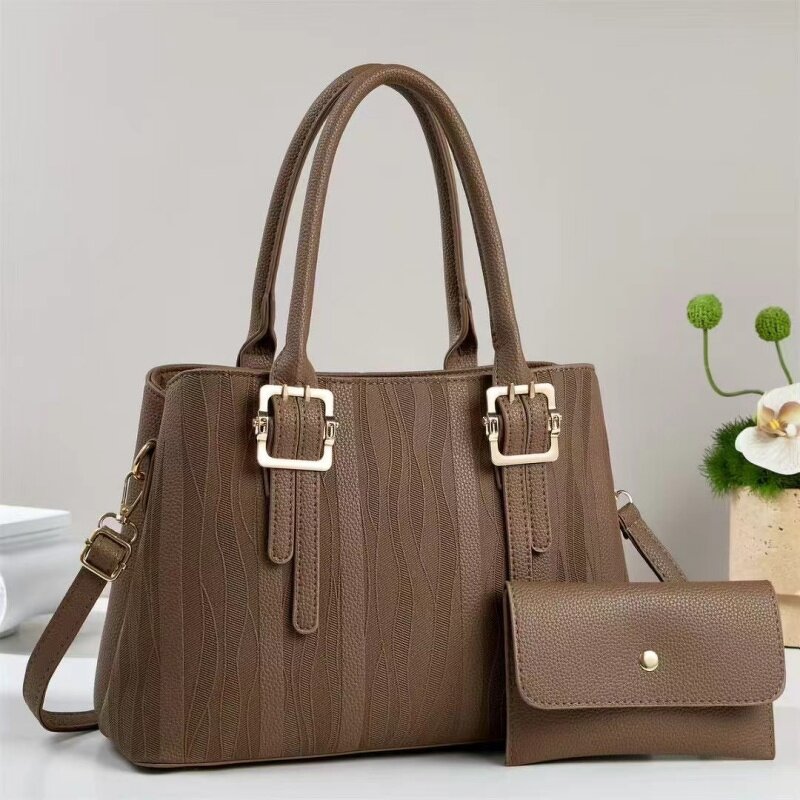 Women's Beach Bag Factory - OEM 2-Piece PU Shoulder Set with Wallet