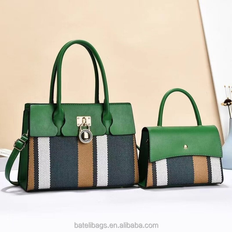 Women's Tote Bag Factory - OEM Casual Multi-color Striped 2-Piece Set