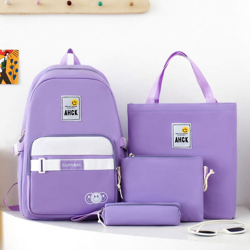 School Backpack Factory - OEM Korean Style Casual 4-Piece Backpack