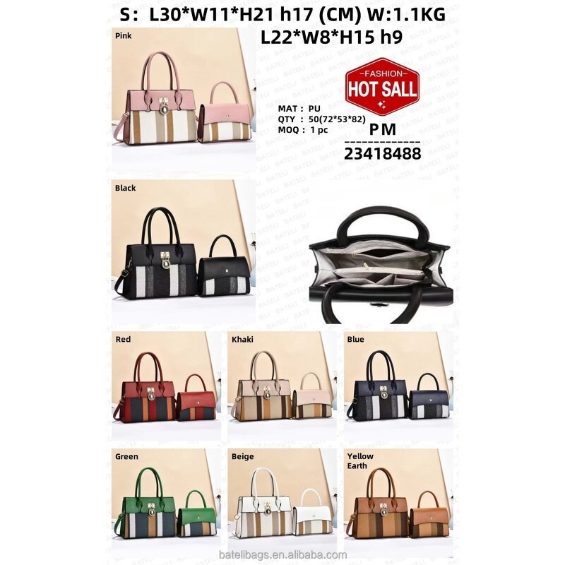 Women's Tote Bag Factory - OEM Casual Multi-color Striped 2-Piece Set
