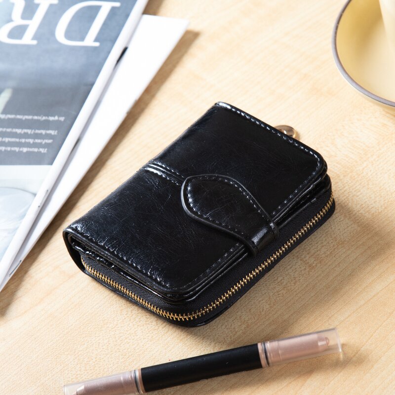 Women's Wallet Factory - OEM Wax Leather Multi Card Short Wallet