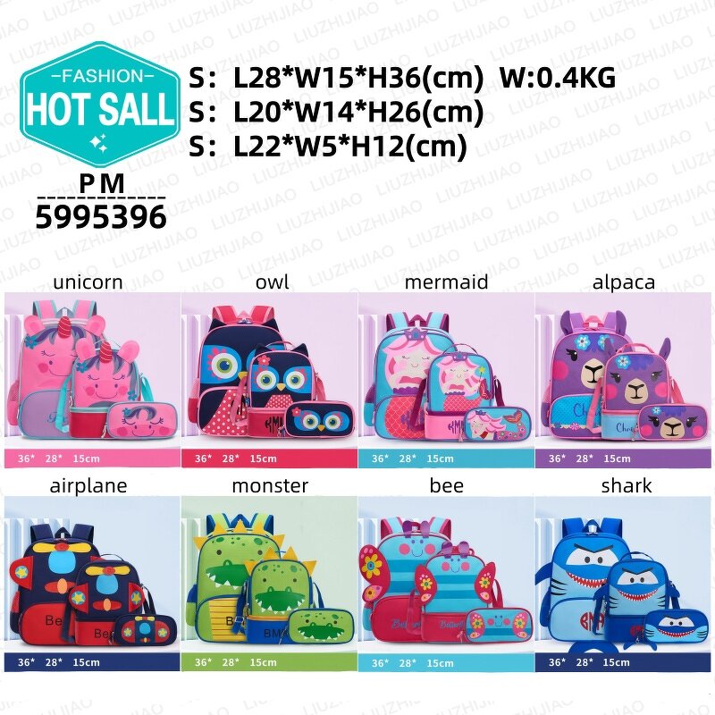 Children Backpack Factory - OEM Cartoon 3-Piece Set Pull Rod Bag