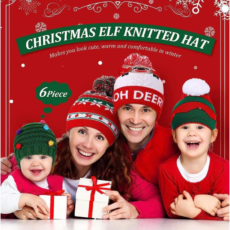 Christmas Hat Factory - OEM Knitted Reindeer Santa Snowflake Pompom Beanie