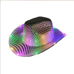 Led Cowboy Hat Factory - OEM Neon Sparkly Sequin Wide Brim Rave Top