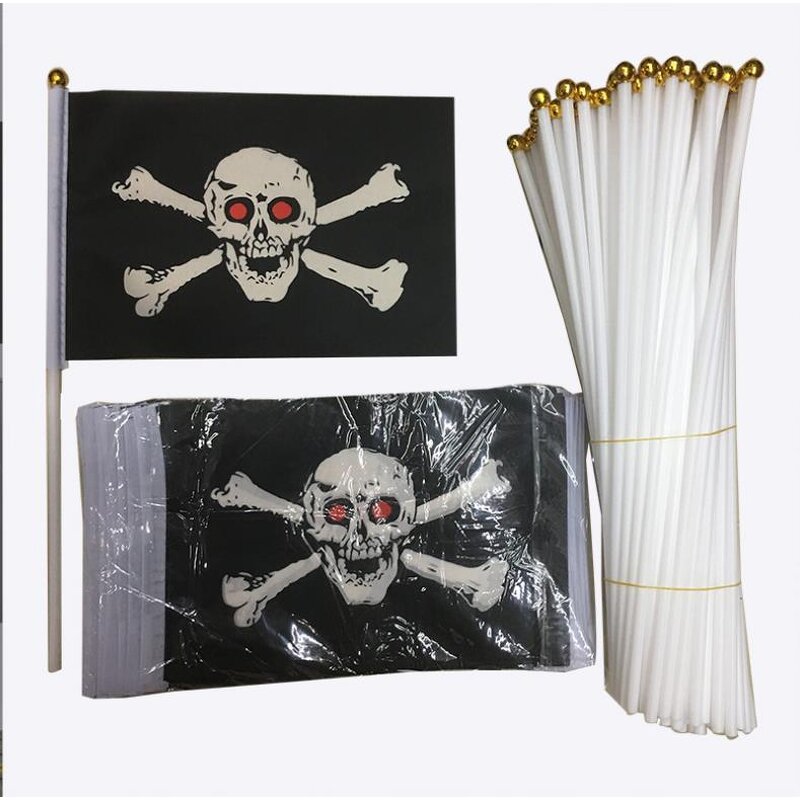 Pirate Flag Factory - OEM Mini Ghost Crossbones Jolly Roger Hand Held