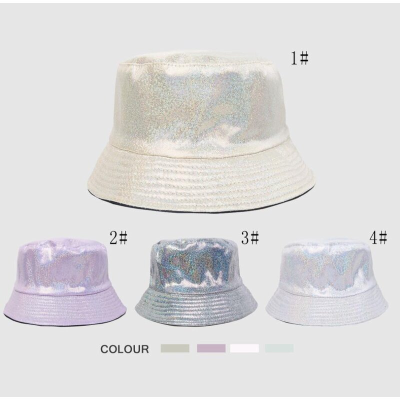 Bucket Hat Factory - OEM Rave Party PU Leather Sparkle Wide Brim Holographic