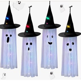Ghost Hat Decor Factory - OEM Light up Hanging Flying White LED Lawn