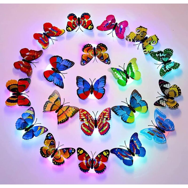 LED Wall Decals Factory - OEM 3D Butterfly Flashing Night Light