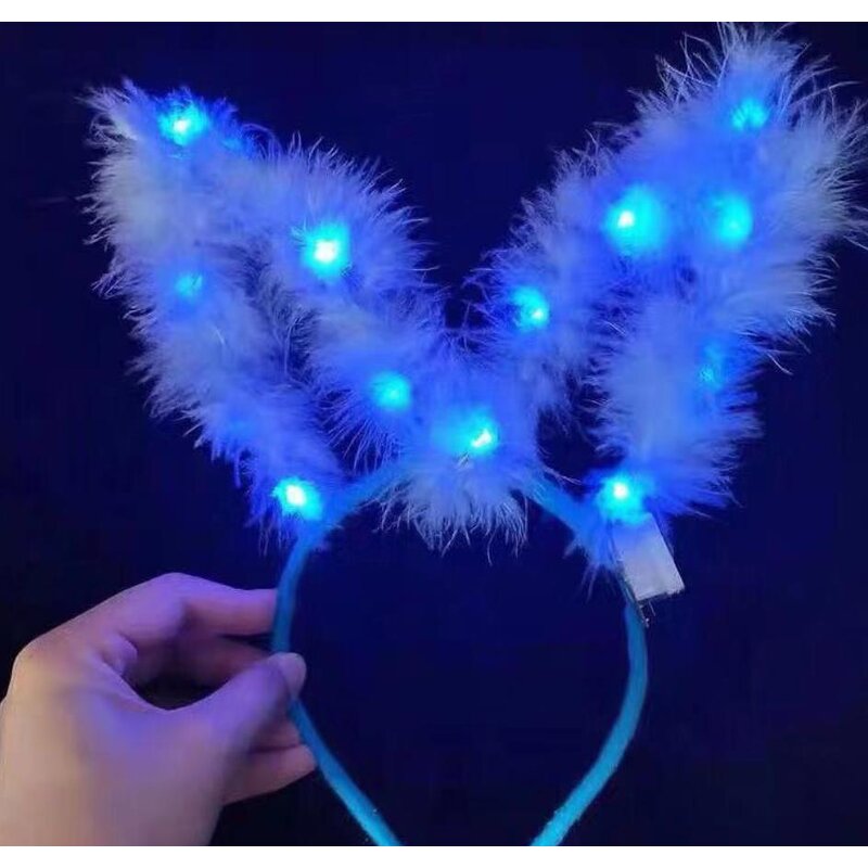 Led Bunny Ear Headband Factory - OEM Feather Light up Rabbit Hair Hoop
