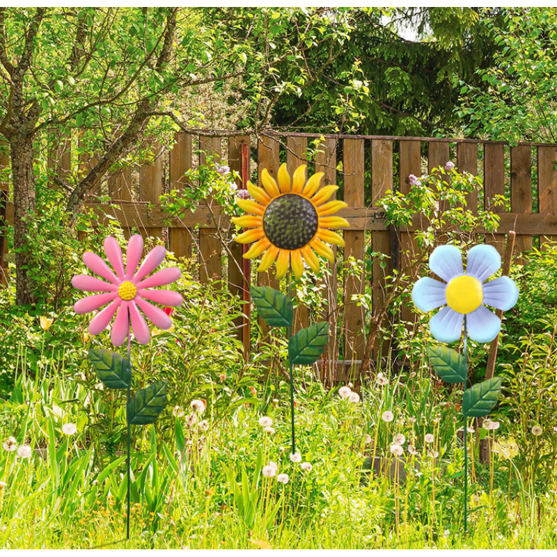 Metal Flower Garden Stakes Factory - OEM Large Colorful Landscape Decor