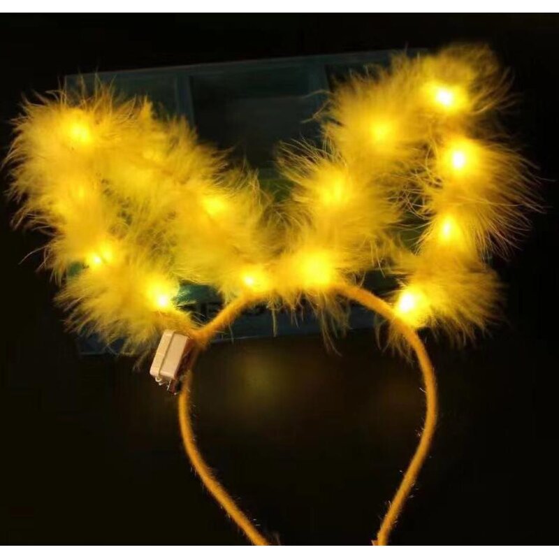 Led Bunny Ear Headband Factory - OEM Feather Light up Rabbit Hair Hoop
